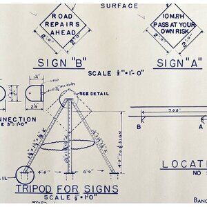 1966 Railroad Bangor Aroostook Crossing Construction Signs Blueprint K20 DWDD12